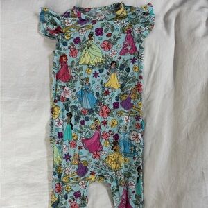 Posh Peanut Blue Footies One Piece Vibrant Floral Design